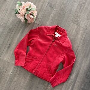 Vintage Susie Tompkins Red‎ Leather Jacket